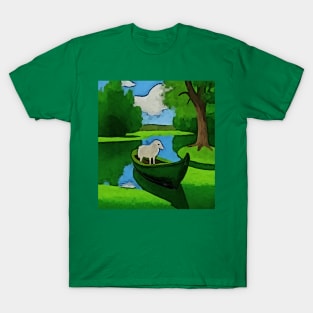 Watercolor Saint Patrick's Galway sheep on boat T-Shirt